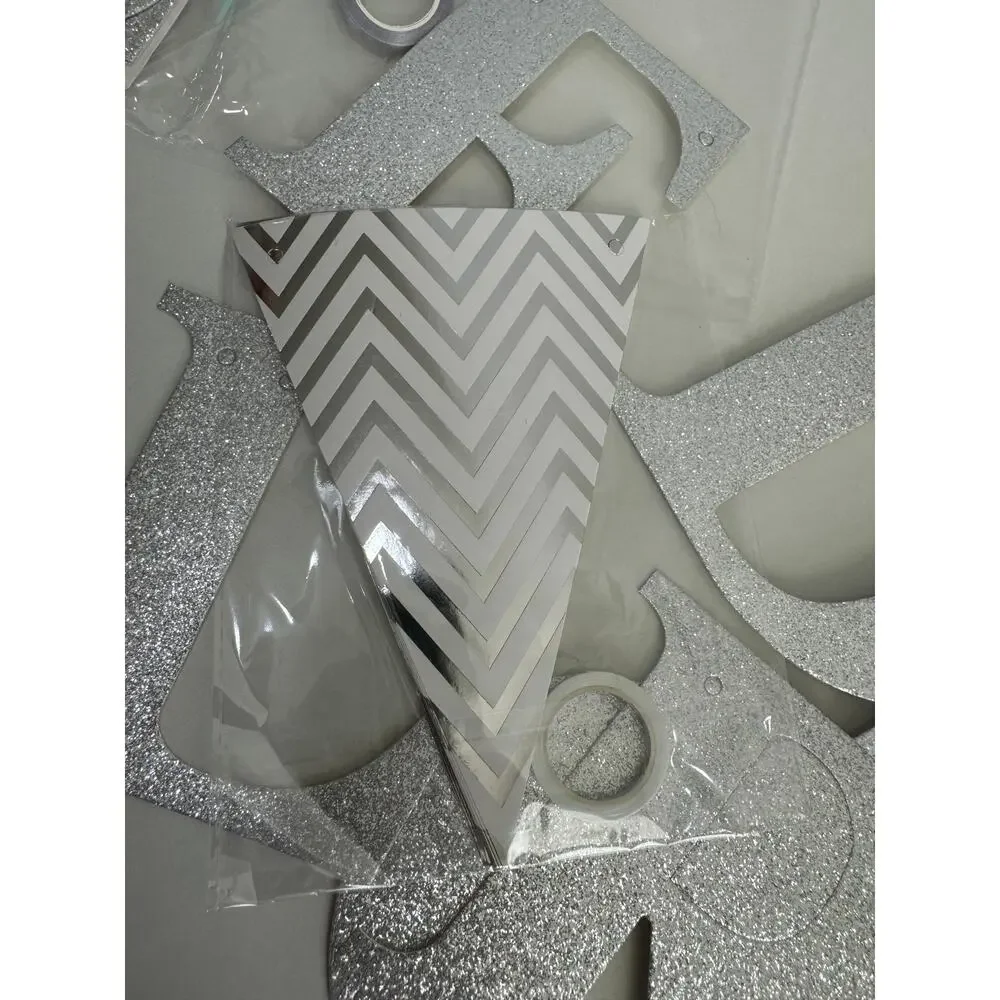NWT Older Wiser Birthday Silver Banner Pennants Balloons